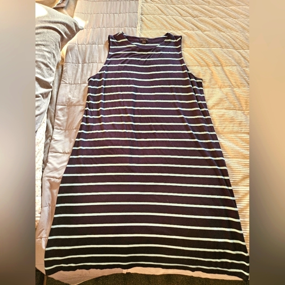 J.Jill Women's Blue Striped Sleeveless Dress Size L
